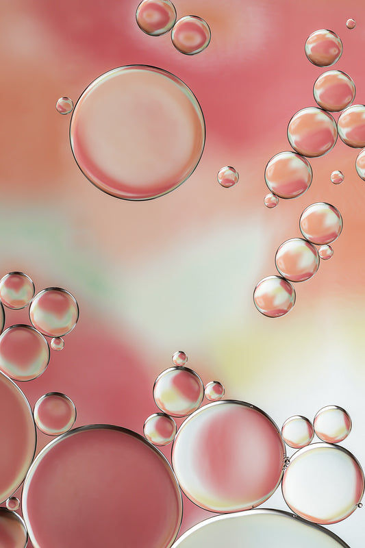 Explore "Blossoms 4," a vibrant contemporary abstract photograph in which circular shapes and shades of pink, yellow and green create a beautiful and unique composition.  Perfect for your wall. Can be paired with any of the other images in the "Blossoms" collection to create a diptych or triptych. High-quality acrylic print. Enhance your space with vivid energy and creativity. Detailed gallery print on metallic paper, face-mounted on acrylic for a captivating effect. Includes hanging hardware.