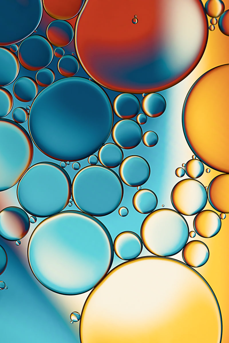 Bubbly Boho is an abstract fine art acrylic photo print for home or office wall art with earthy tones and playful patterns.